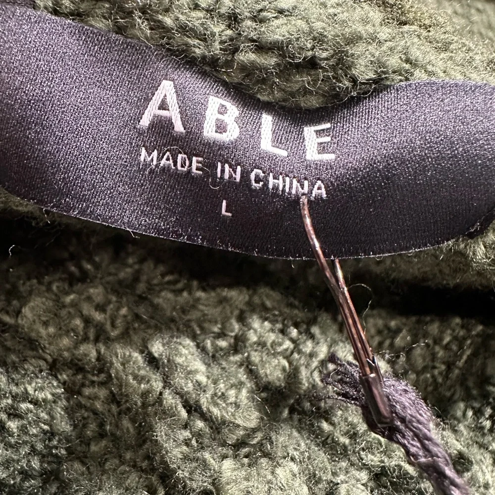 NWT ABLE Harlow Boucle hoodie sweater in Alpine‎ Green.